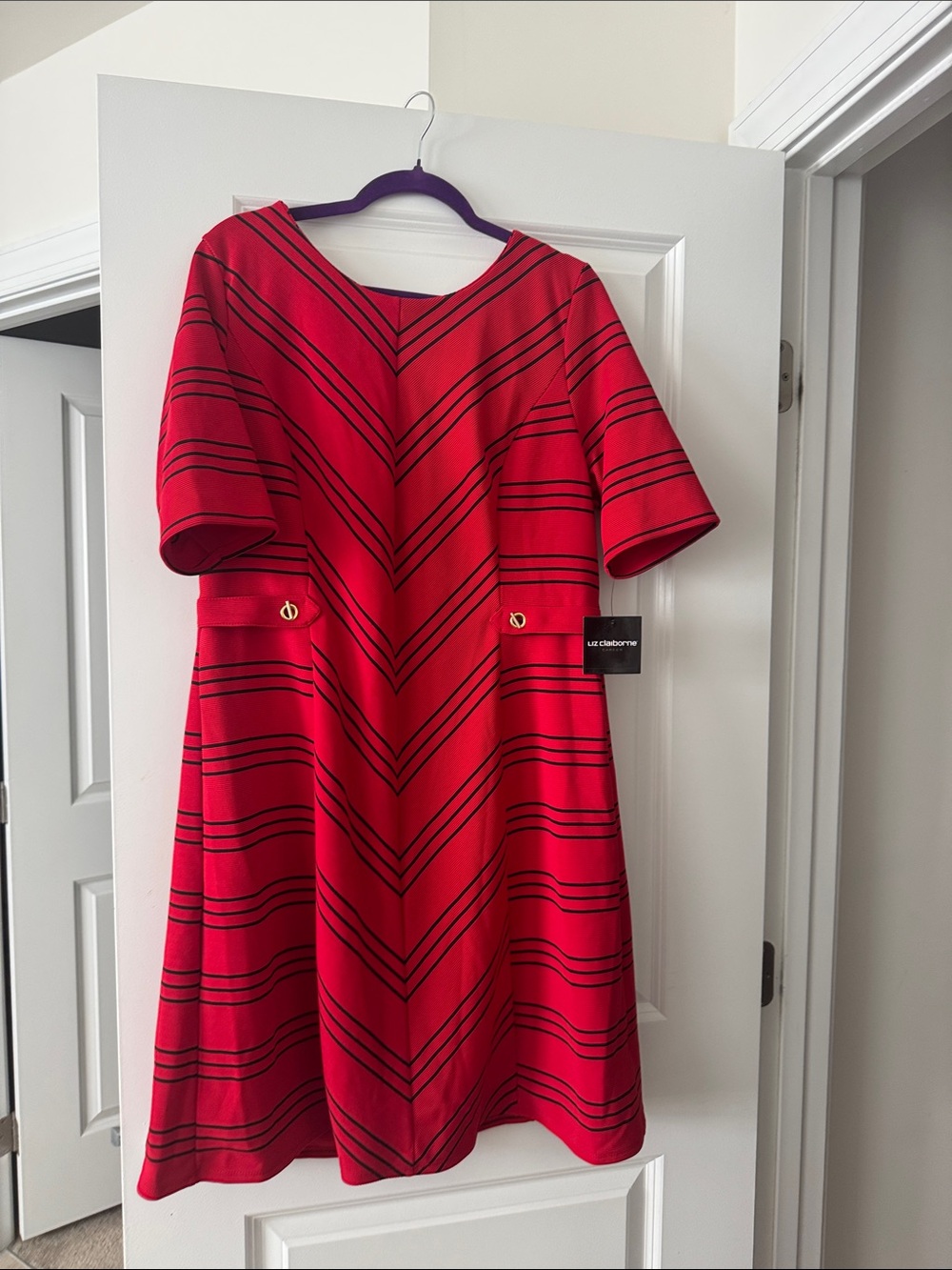 Liz Claiborne Red and Black Striped knit Dress